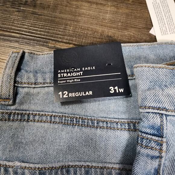 NWT American Eagle Jeans super high rise straight size 12 2274 - Picture 9 of 9
